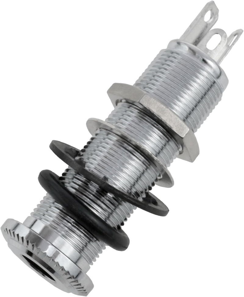 Dsjnf Brass electric guitar bass 1/4 inch barrel jack Guitar input jack Cylindrical input/output mono active long thread jack socket Guitar Parts Silver -1pcs - Image 4